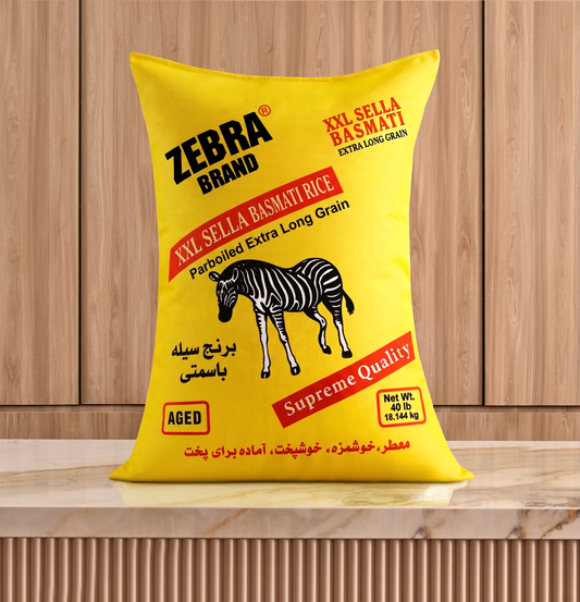 ZEBRA XXL Sella Basmati Rice Parboiled Extra Long Grain (40 lb)